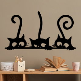 Wallity Cat 5 Escultura de Pared de Metal Negra